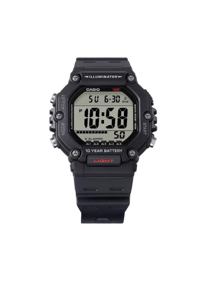 Casio AE-1600H-1AVDF Unisex Digital Watch, 100M Water Resistant, Long-Life Battery, LED Backlight – Black - Image 3
