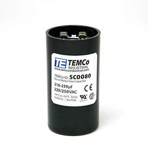 TEMCo Industrial TEMCo 216-259 uF MFD CD60 Start Capacitor 220-250V AC Round | 50/60 Hz Motor Start Capacitor for HVAC, Compressor, Pump - Image 2