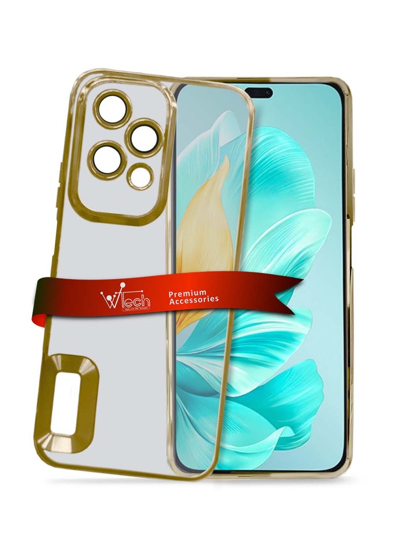 Wtech Honor 200 Lite 5G 2024 PU Luxury Plating Raised Lips Camera Hole Case Cover - Gold - Image 1
