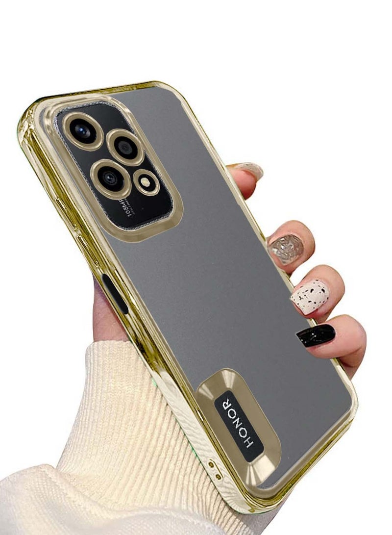 Wtech Honor 200 Lite 5G 2024 PU Luxury Plating Raised Lips Camera Hole Case Cover - Gold - Image 2