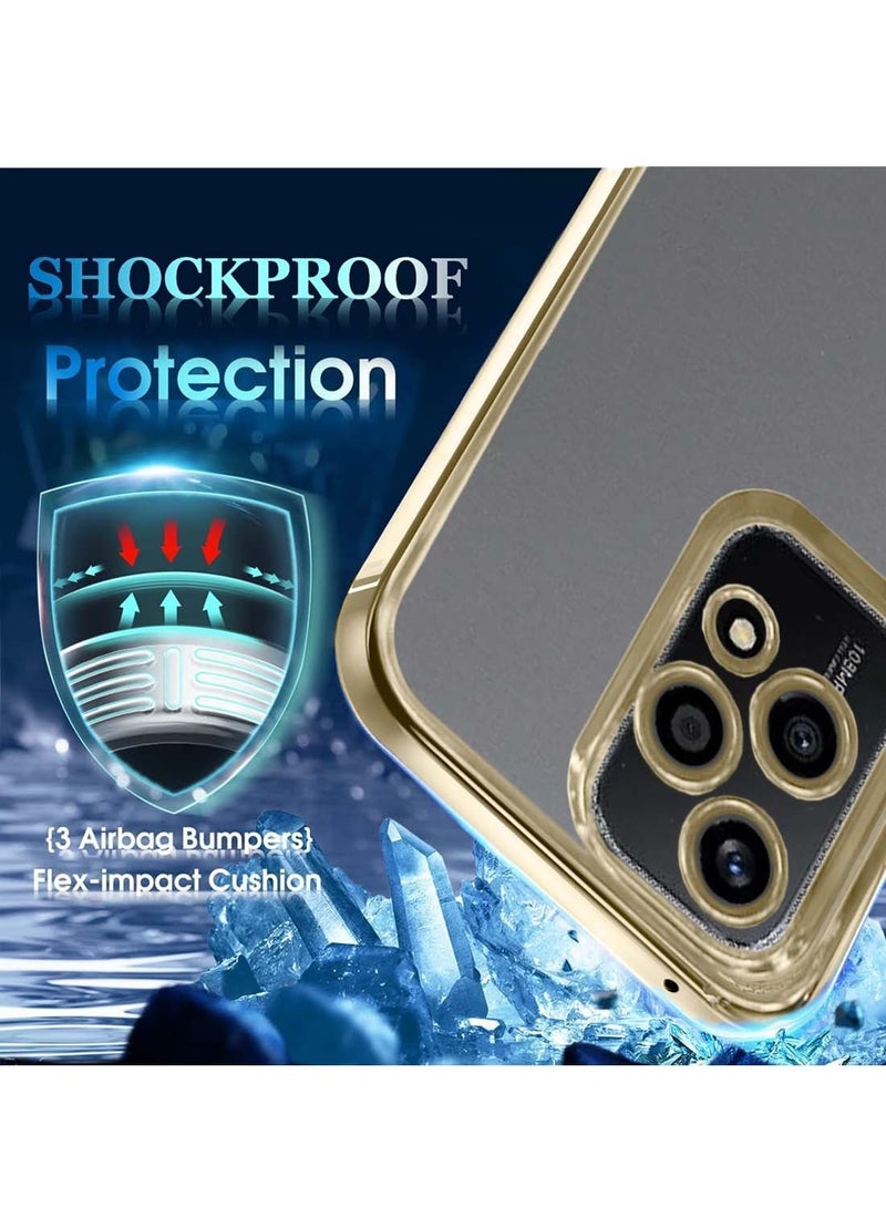 Wtech Honor 200 Lite 5G 2024 PU Luxury Plating Raised Lips Camera Hole Case Cover - Gold - Image 3