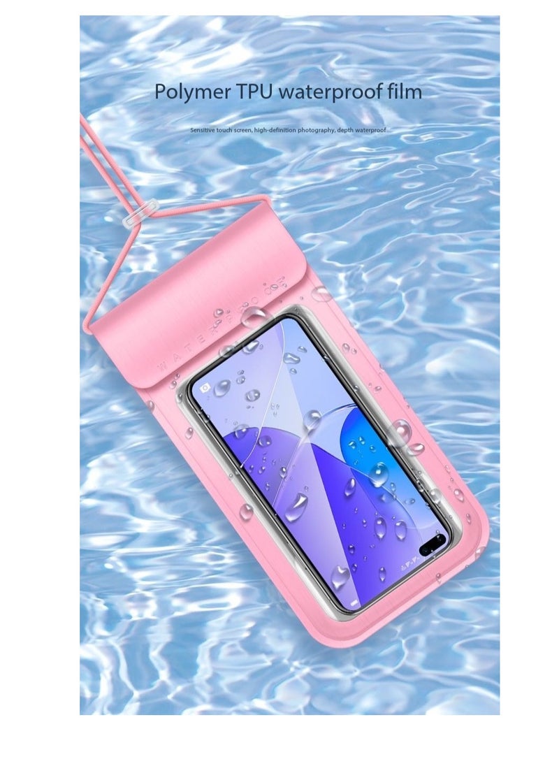 CityRiya-Long IPX8 Certified 30M Heavy Rainproof Phone Pouch for Food Delivery Riders - Sealed Transparent Touch Screen Case with Reflective Lanyard & Bike Mount - Fits All Smartphones Up to 6.5" Screen - Durable PVC, Shockproof & Anti-Scratch - 2 Pack（Gold，6.5in，FLL007381）  - Image 3