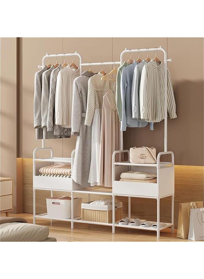 هوكور Durku Clothes Rack,Clothing Rack with Storage Bag, 3-in-1 Garment Rack, Non-woven Shelves for Shoes, Clothes Rack for Bedroom, Hallway, Entryway (White) - Image 1