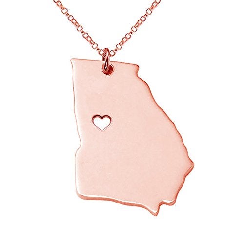 Meiligo 18K Gold Silver Country Map Charm Pendant Georgia State Map Necklace Jewelry (Rose Gold) - Image 1