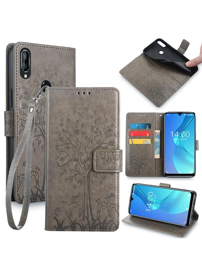 S-TOP Case For Oukitel C16 Pro / C16 Tree & Deer Embossed Leather Phone Case - Image 1