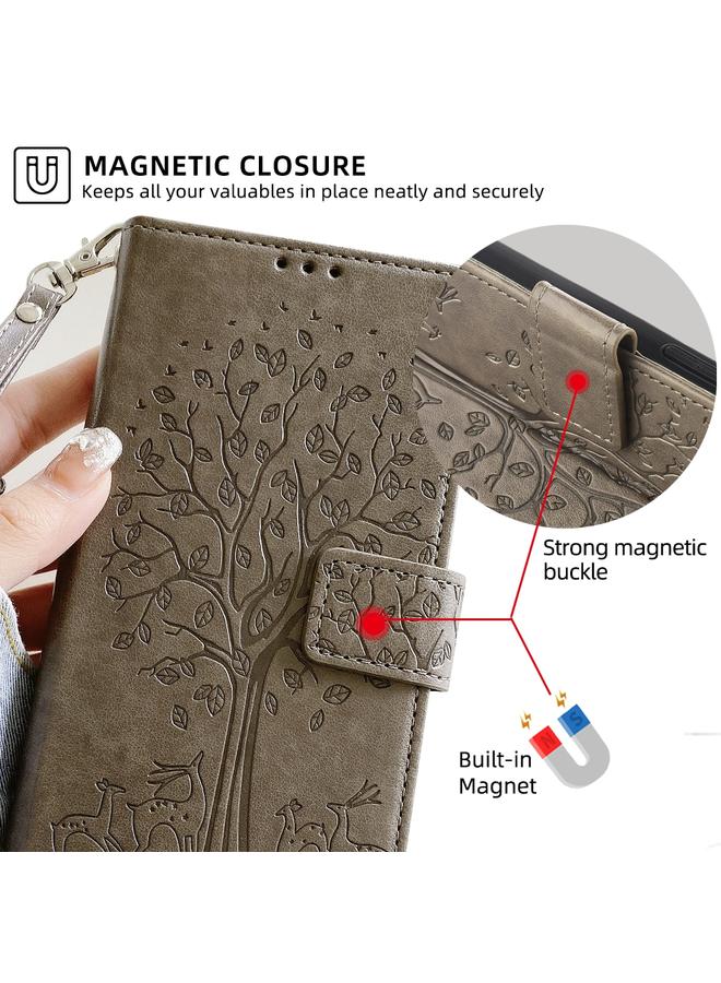S-TOP Case For Oukitel C16 Pro / C16 Tree & Deer Embossed Leather Phone Case - Image 5