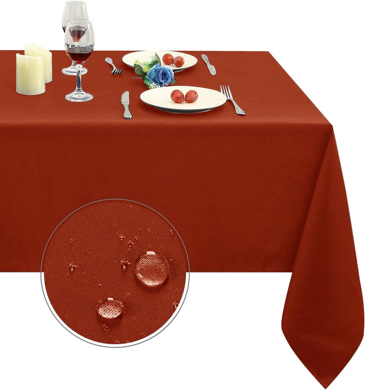 Obstal Obstal Rust Rectangle Table Cloth - Heavy Duty Water Resistance Polyester Tablecloth  Decorative Fabric Table Cover for Outdoor and Indoor Use  52x70 Inch  - Image 1