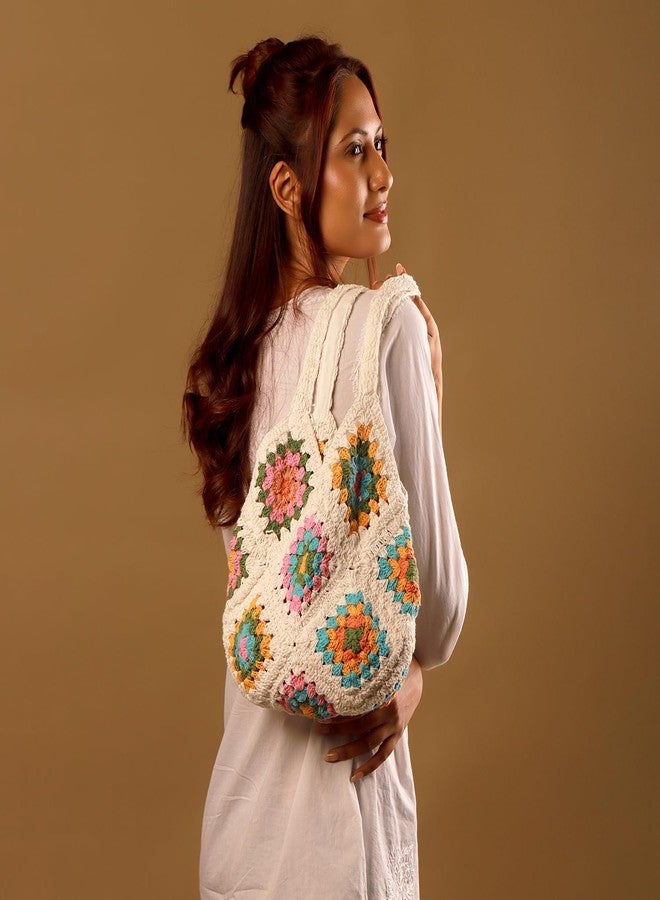 VOYLLA Sunshine Bloom Crochet Tote Bag For Women,Casual,Travel,Stylish,Gift For Women & Girls - Image 3
