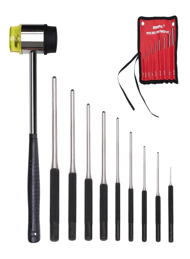 HimaPro® 9PCs Roll Pin Punch Set with Hammer and Storage Pouch - Perfect Roll Pin Removal Tool Kit for Pin Removal, Watch Cleaning, Jewelry and Craft - Image 1