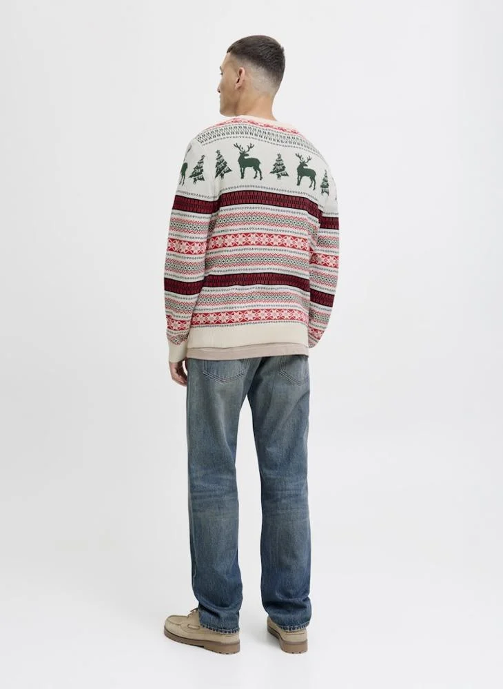 JACK & JONES Christmas Knit Neck Long Sleeve Sweater