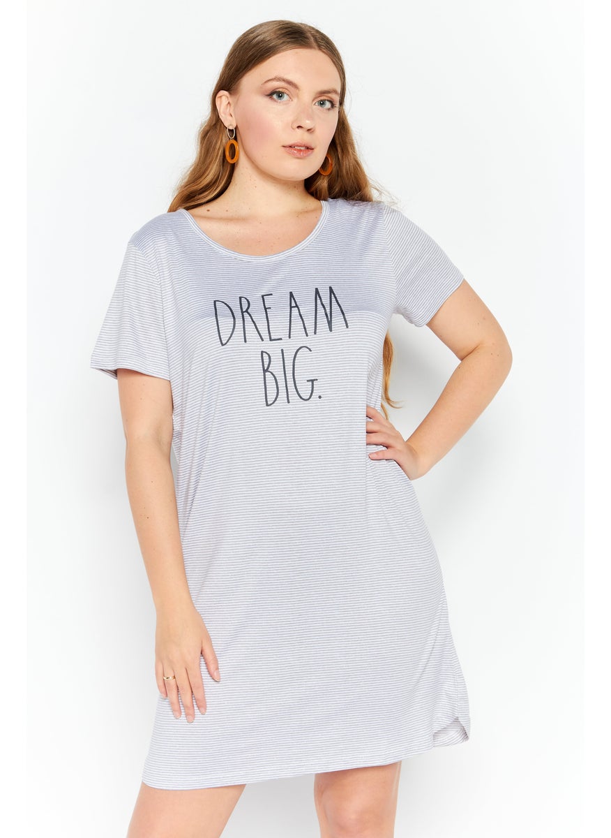 Women Striped Short Sleeves Sleepwear Dress, White - pzsku/ZF182DCDD1E25DB208DFEZ/45/_/1724351126/e190d3e5-6888-454c-a094-9fd5306d1a60