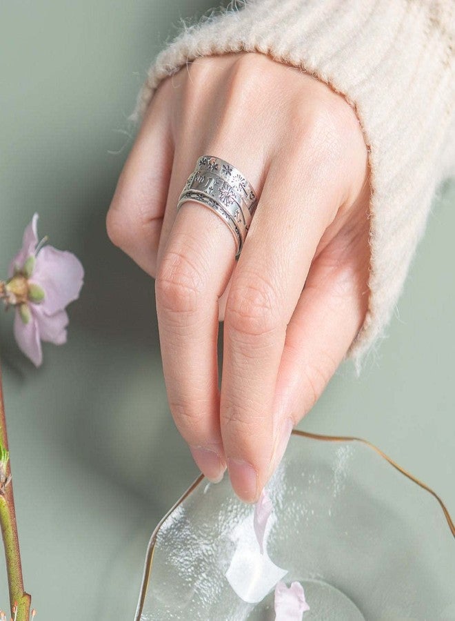 OIDIMS Dandelion Flower Spinner Ring for Women Men I am enough Statement Vintage Anti Anxiety Fidget Rotate Freely Inspirations Stress Relief Stacking Middle Finger Band Fashion Personalized Jewelry Gifts Birthday Xmas (8) - Image 3