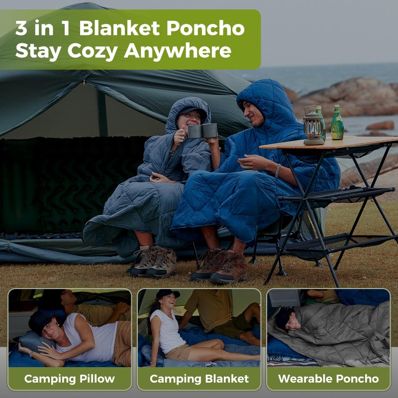 Atepa Wearable Sleeping Bag  Recycled Camping Wearable Down Blanket Poncho  Ultralight Warm Waterproof Cold Weather Sleeping Bag Coat Jacket Suit For Outdoor Sports  Camping Gifts Women Men  Red - Image 4
