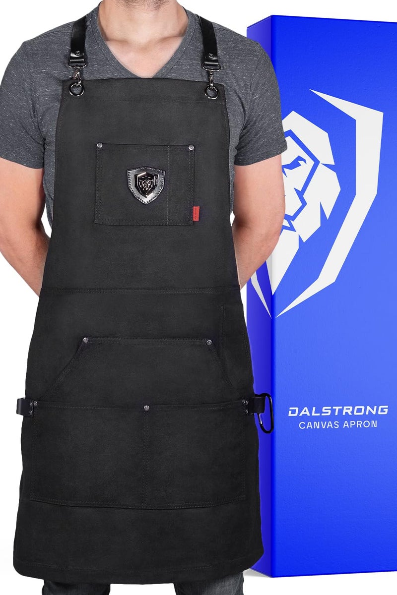 Dalstrong Professional Chef's Kitchen Apron - Sous Team 6" - Heavy Duty Waxed Canvas - 5 Storage Pockets + Towel & Tong Loop - Liquid Repellent Coating - Genuine Leather Accents - Adjustable Straps - Image 1