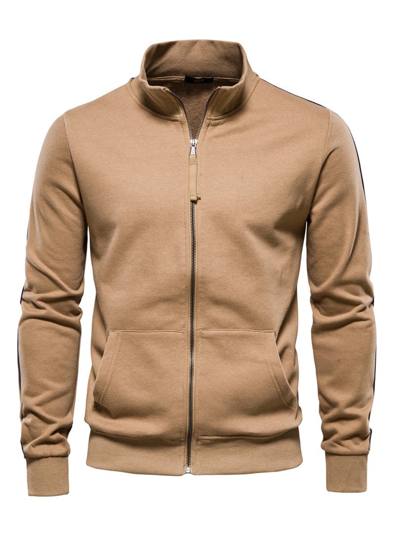 KUYING Zipper Cardigan Stand Up Collar Casual Sports Top  - Image 1