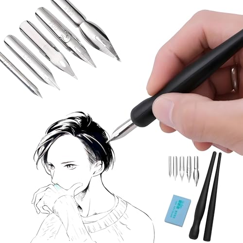 YOSOO Pen Nib Set, 1 Set Manga Cartoon Comic Drawing Painting Nib Holder Dip Pen Kit Tool With 2 Pen Holders and 5 Nibs - Image 3