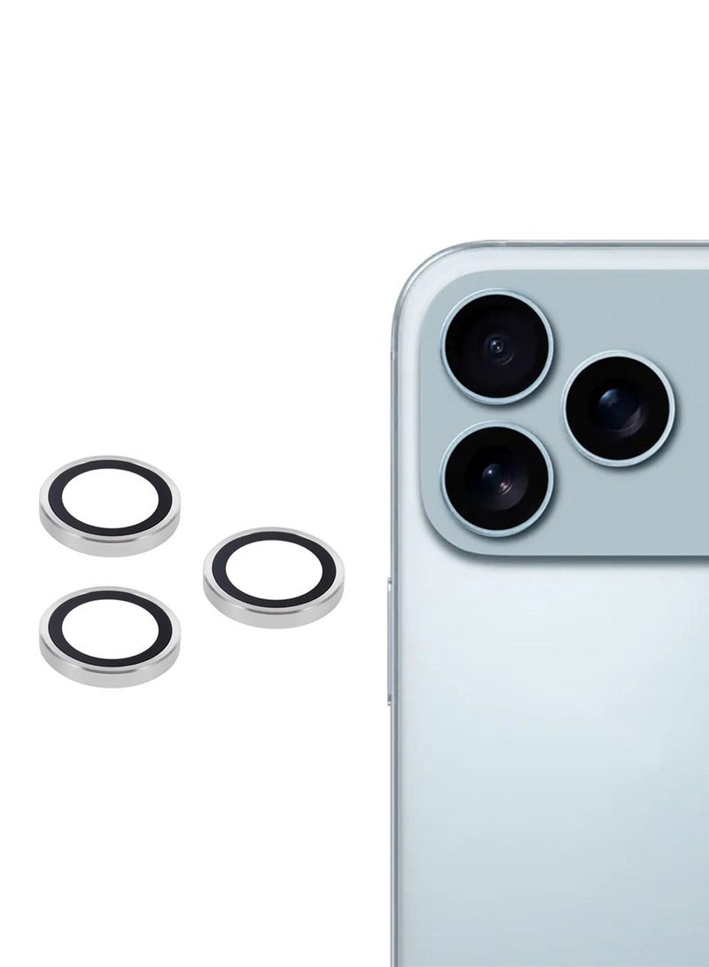 Wtech Apple iPhone 17 Pro 5G 2025 Premium Alloy Ring Camera Lens Tempered Glass Protector Shield (MLGICR) - Clear/Silver - Image 1