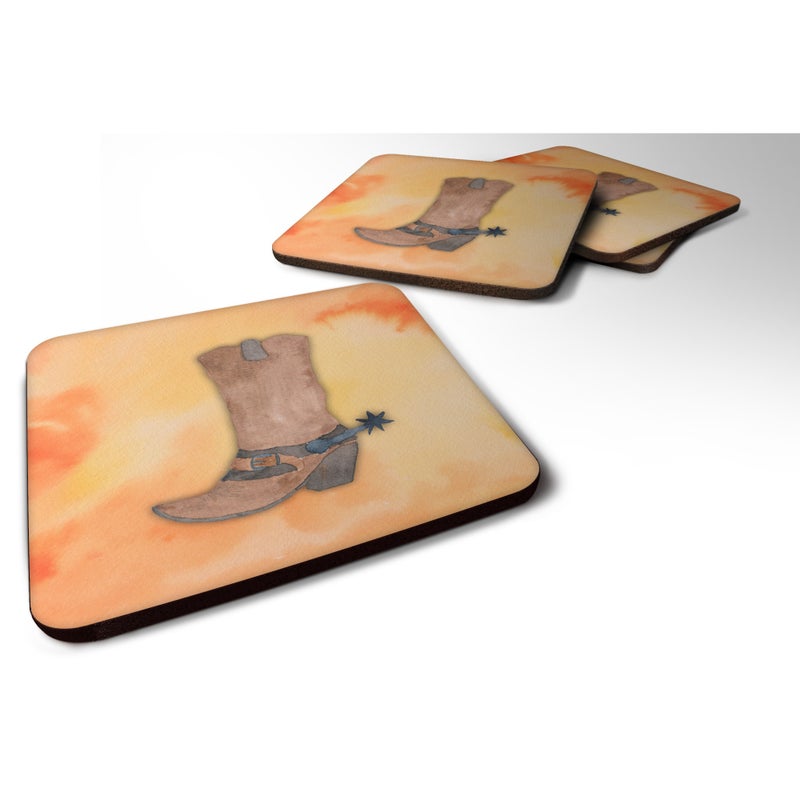 Caroline's Treasures ""Caroline's Treasures Cowboy Boot Watercolor Decorative coasters  3.5  Multicolor"" 