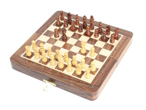 House of Chess 65 Inch Wooden Magnetic Folding Travel Chess Set Board Algebraic Notation Two Extra Queens Handmade Premium Quality Golden RosewoodMaple Wood - Image 5