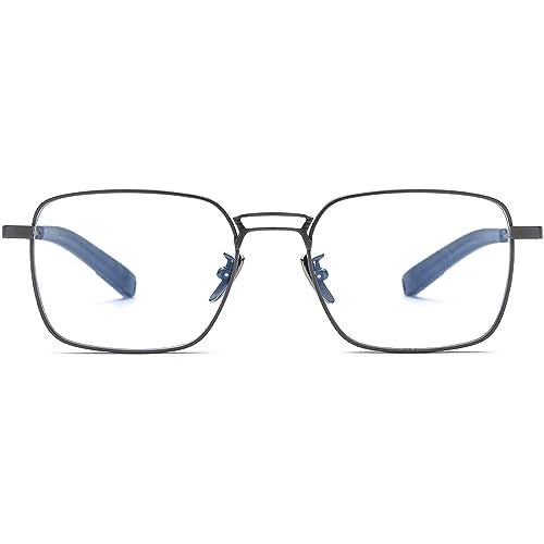 FONEX Pure Titanium Glasses Frame Men Square Eyeglasses Optical Eyewear F8827 (F8827 Grey, Clear) - Image 3