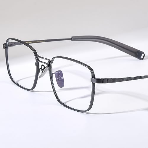 FONEX Pure Titanium Glasses Frame Men Square Eyeglasses Optical Eyewear F8827 (F8827 Grey, Clear) - Image 2