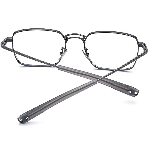 FONEX Pure Titanium Glasses Frame Men Square Eyeglasses Optical Eyewear F8827 (F8827 Grey, Clear) - Image 5