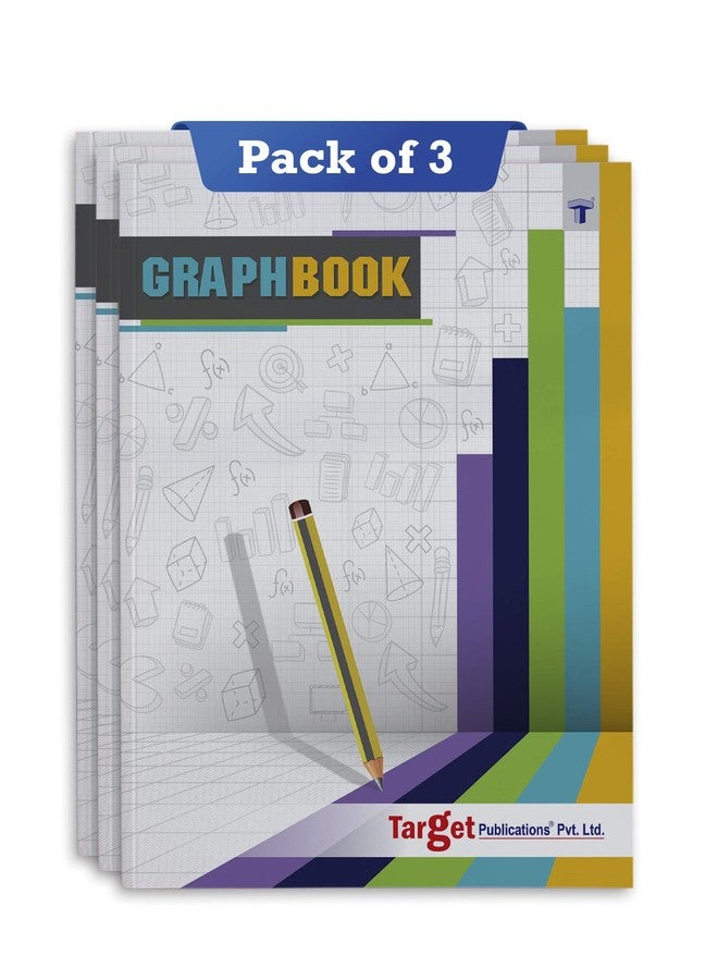 TARGET PUBLICATIONS Graph Books | A4 Size 56 Pages | Soft Cover | Numbered Pages and Ruled Margins | Graph Paper with 1 cm Squares | Pack of 3 - Image 1