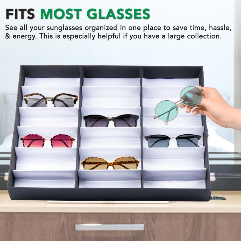 ProSource 18 Slot Sunglasses Organizer Box Stand Display Case/Tray, Fabric Lined & Snap Close - Image 5