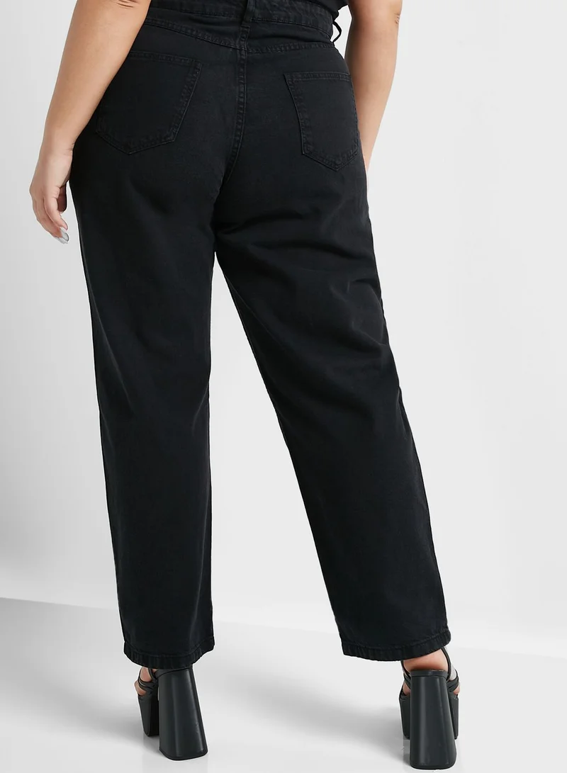 Ginger Plus High Waist Straight Leg Distressed Jeans