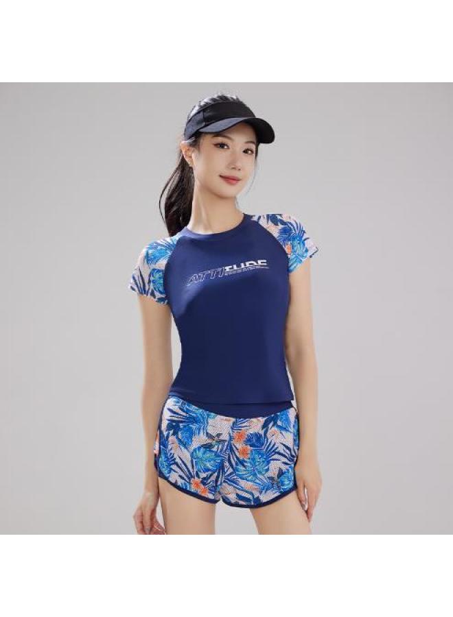 Loquat Swimsuit Women's Hot Spring 2023 Hot Style Fashion Sports Internet Popular Style Conservative Slim Special One-piece Skirt Swimsuit-Color:14142 Navy Blue- - Image 1