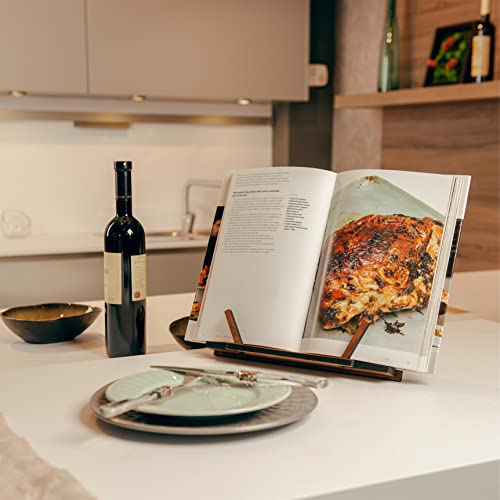 TILISMA Wooden Cook Book Stand – Handmade Walnut Book Holder for Reading Hands Free – Cookbook Stand for Kitchen Counter – Recipe Holder – Reading Accessories for Kitchen – Cookbook in Ipad and Tablet - Image 2