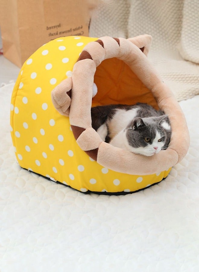 Generic Cat Beds For Indoor Cats Semi-Enclosed Cat Cave Bed With A Plush Ball Removable Washable Cushioned Pillow Cotton No Deformation Pet Bed Large Space For Cats To Sleep Cat House  - Image 4