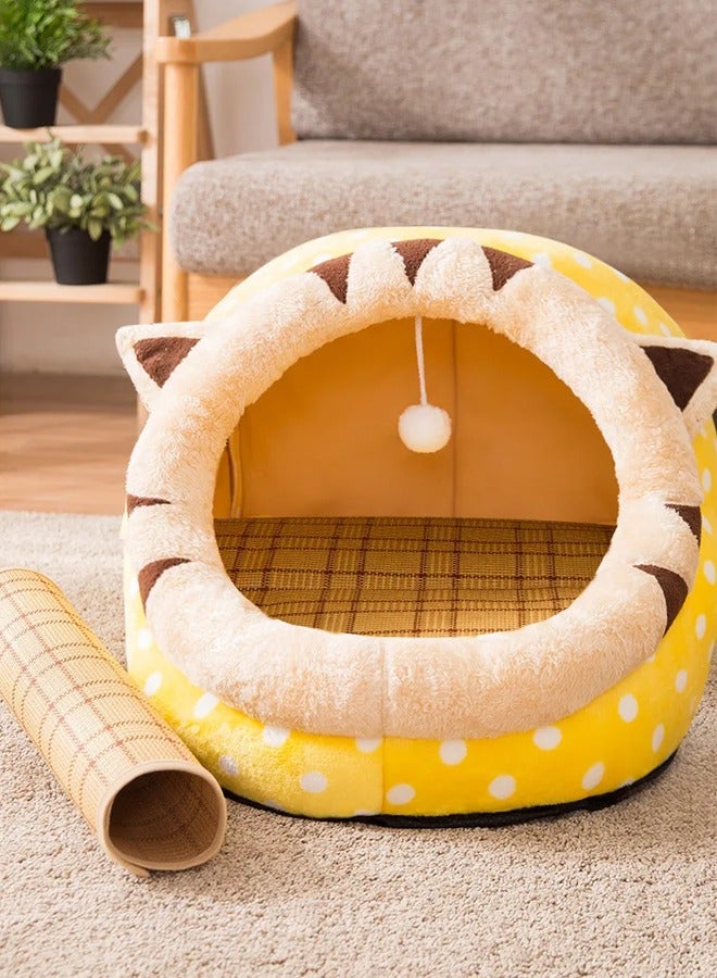 Generic Cat Beds For Indoor Cats Semi-Enclosed Cat Cave Bed With A Plush Ball Removable Washable Cushioned Pillow Cotton No Deformation Pet Bed Large Space For Cats To Sleep Cat House  - Image 5