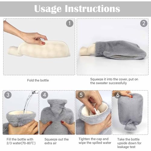 TGOPIT Hot Water Bag with Soft Cover for Pain Relief, 1 Pcs Heating Pad Rubber Hot Bag for Body Massage for Men & Women for Hot Water Bottle for Period, Cramps, Heating Pad - 1L (Random Color) - Image 3