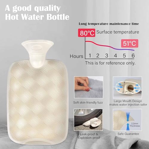 TGOPIT Hot Water Bag with Soft Cover for Pain Relief, 1 Pcs Heating Pad Rubber Hot Bag for Body Massage for Men & Women for Hot Water Bottle for Period, Cramps, Heating Pad - 1L (Random Color) - Image 2