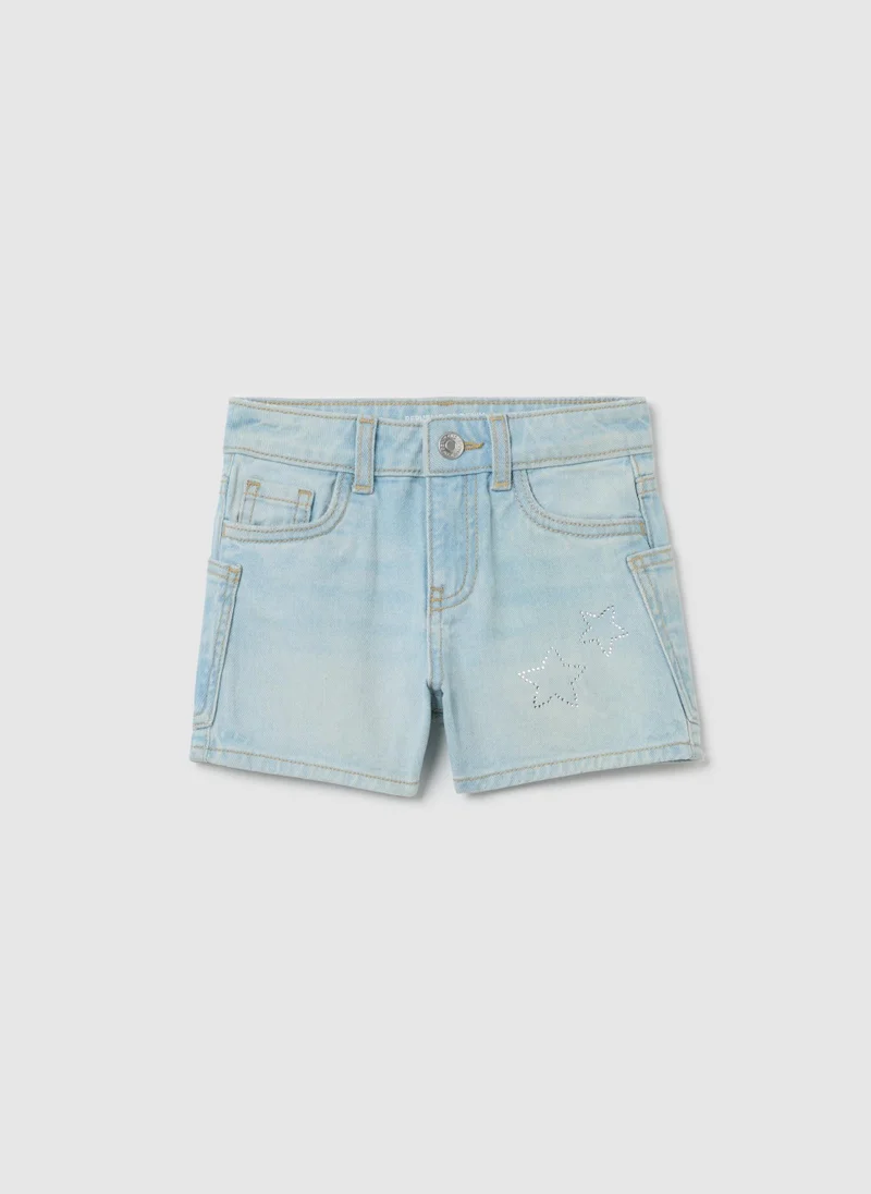 او في اس Blue Denim Shorts With Stars