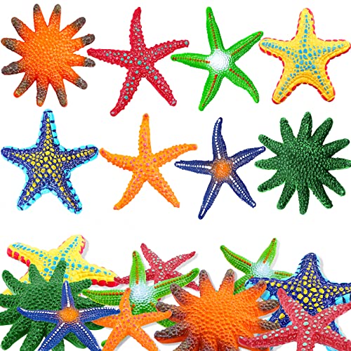 YUJUN 16 Pieces Big Diving Pool Toys Beach Colorful Starfish Summer Swimming Underwater Pool Toys Soft Rubber Dive Throw for Kids Birthday Swimming Pool Party Favors Fish Tank Stuffer 2 Sizes - Image 1