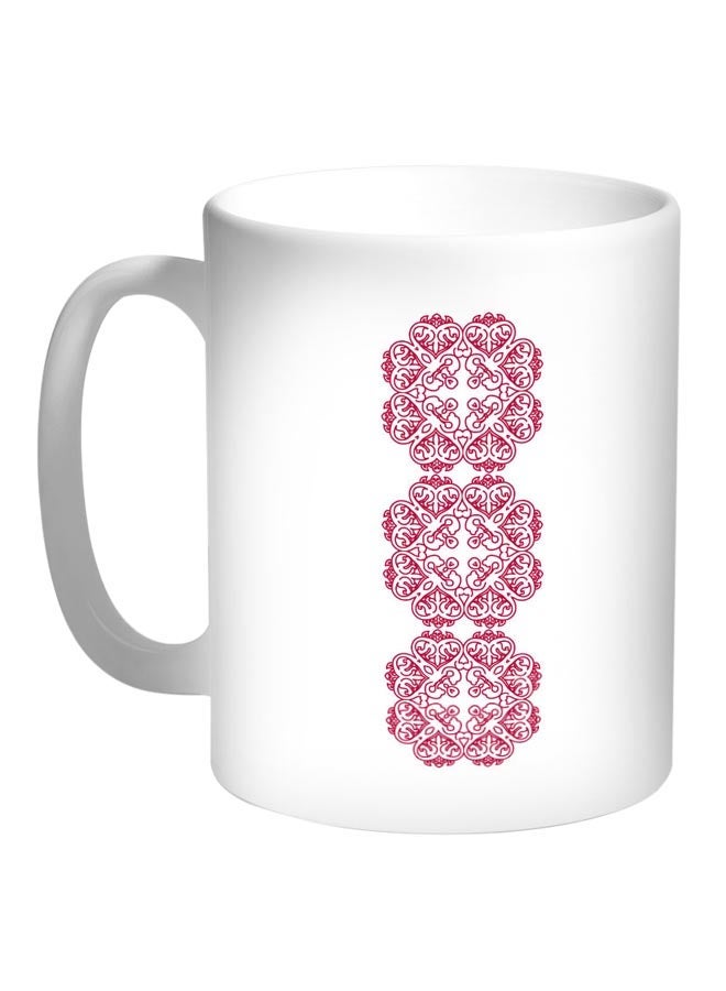 RYN Vertical Decorative Drawing Printed Coffee Mug White/Red 11ounce