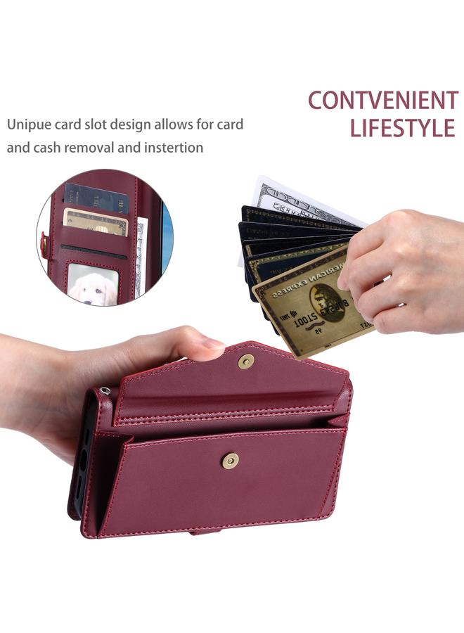 S-TOP Case For Samsung Galaxy S25 Ultra 5G Wallet Multi-card Slot Leather Phone Case with Lanyard - Image 5