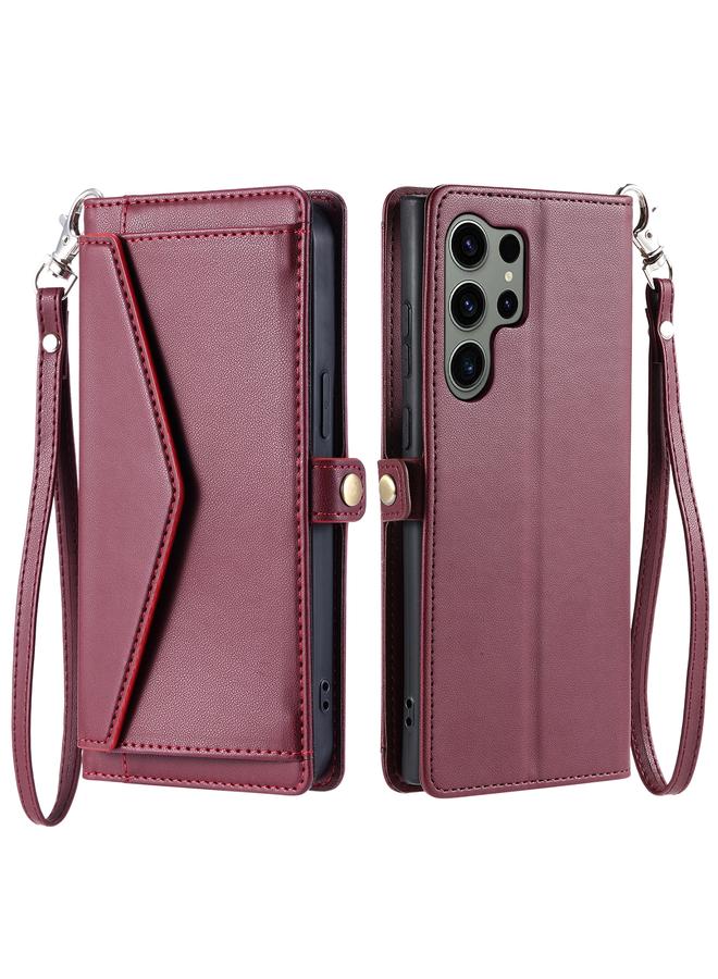 S-TOP Case For Samsung Galaxy S25 Ultra 5G Wallet Multi-card Slot Leather Phone Case with Lanyard - Image 2