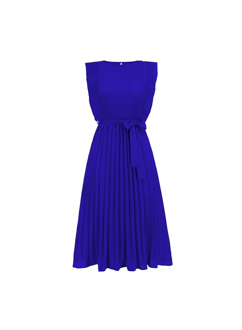 Loquat A Pleated Solid Color Dress With Lotus Leaf Sleeves  - Image 1