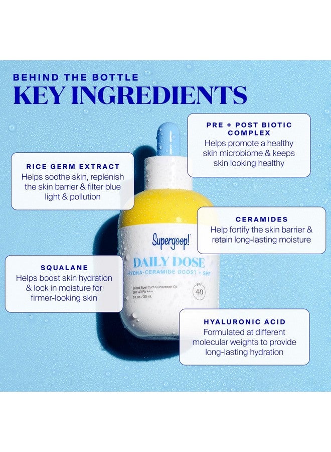 سوبر جوپ جرعة يومية من Hydra-Ceramide Boost + SPF 40 Oil Pa+++، 1 أونصة سائلة - مصل واقي من الشمس واسع الطيف - يساعد على تجديد البشرة وترطيبها وحمايتها - لجميع أنواع البشرة - Image 4