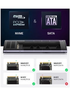 KASTWAVE M.2 NVME SATA SSD Enclosure Aluminum Adapter, Hard Drive Enclosure, USB C Gen 2 NVME PCIe 10Gbps SATA M-Key/B+M Key External SSD Adapter, M.2 SSD Enclosure for 2230/2242/2260/2280, Support UASP Trim  - Image 5