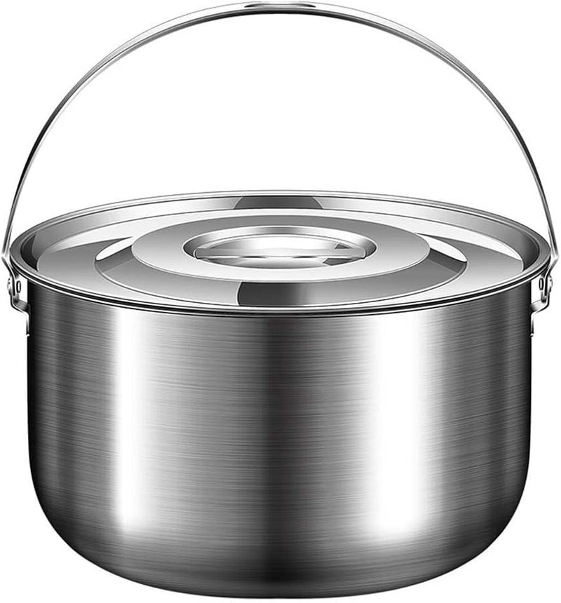 Stainless Steel Camping Pot With Lid And Handle 1 4L For Outdoor Cooking - Image 1