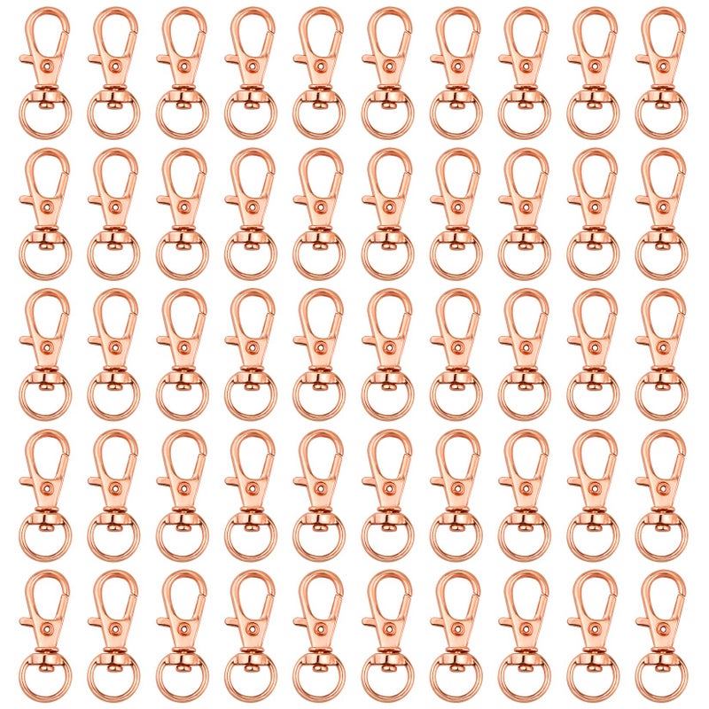 cnomg 50 pcs Swivel Clasps Lanyard Snap Hookcnomg Metal Swivel Lanyard Snap Hook Lobster Claw Clasp Rose Gold