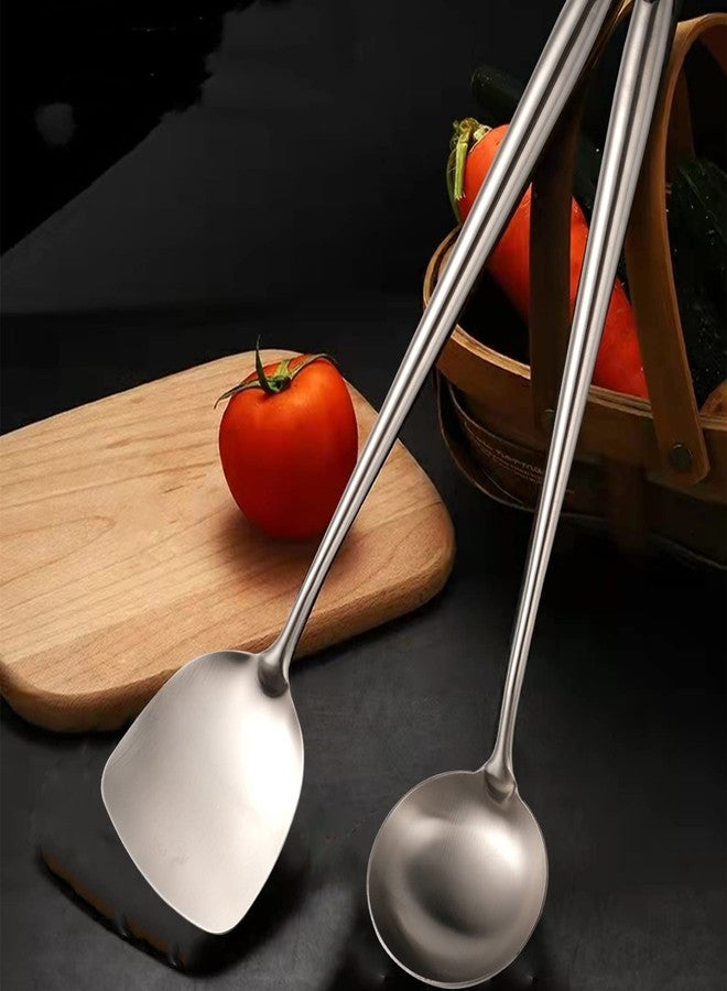 Marte Wok Spatula Stainless Steel - 17 Inch Heat-Resistant Wok Tools - Universal Wok Utensils - Wide Metal Spatula with Hollow Long Handle - Wok Accessories for Carbon Steel Wok - Image 3