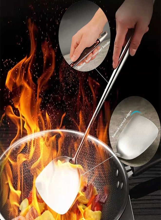 Marte Wok Spatula Stainless Steel - 17 Inch Heat-Resistant Wok Tools - Universal Wok Utensils - Wide Metal Spatula with Hollow Long Handle - Wok Accessories for Carbon Steel Wok - Image 5