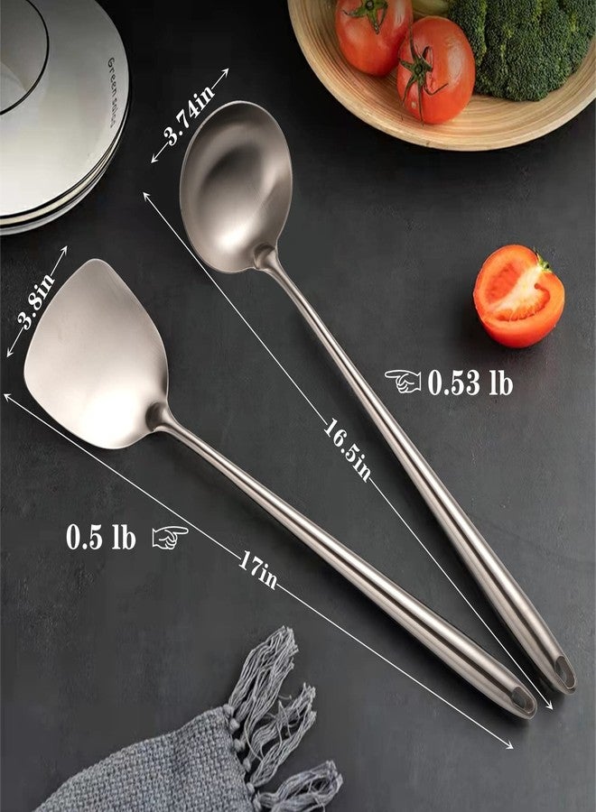 Marte Wok Spatula Stainless Steel - 17 Inch Heat-Resistant Wok Tools - Universal Wok Utensils - Wide Metal Spatula with Hollow Long Handle - Wok Accessories for Carbon Steel Wok - Image 2