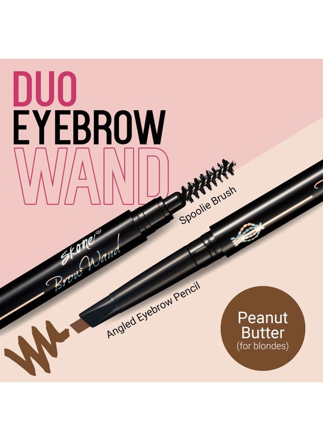 SKONE Totally Defined Waterproof Eyebrow Wand - Designer, Long Lasting, Smudgeproof Eyebrow Wand with Retractable Pencil for Perfectly Arched Eyebrows Everytime - Peanut Butter (for Blondes) - Image 2