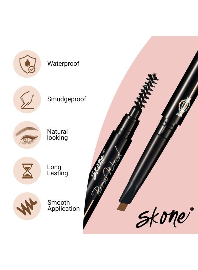 SKONE Totally Defined Waterproof Eyebrow Wand - Designer, Long Lasting, Smudgeproof Eyebrow Wand with Retractable Pencil for Perfectly Arched Eyebrows Everytime - Peanut Butter (for Blondes) - Image 3